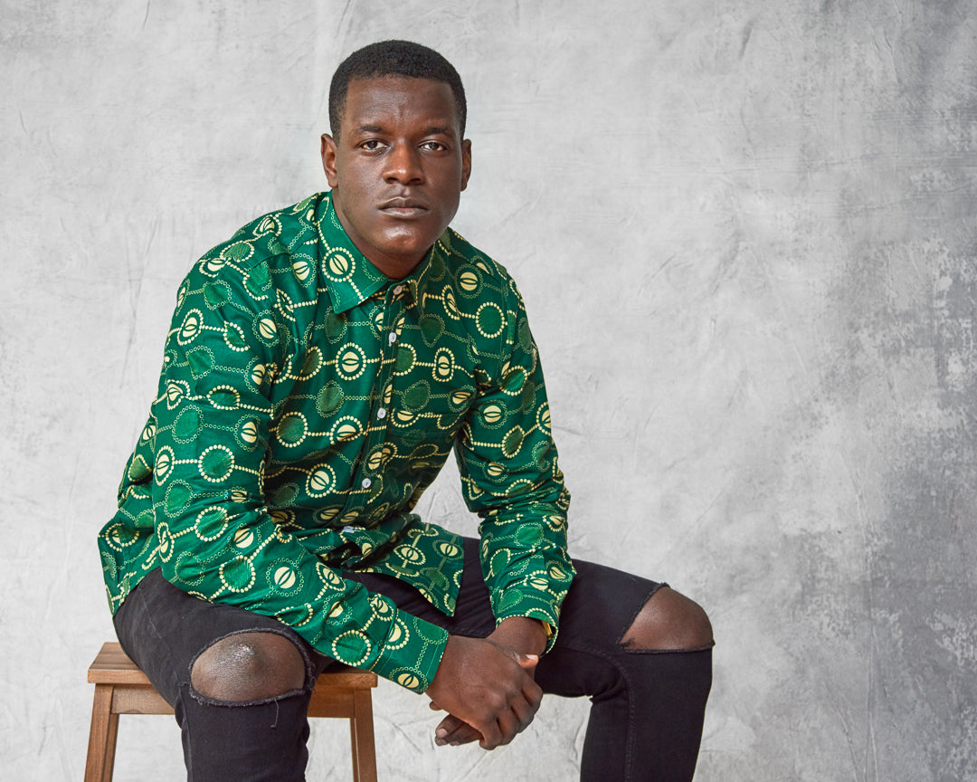 CAMICIA UOMO MANICHE LUNGHE VERDE