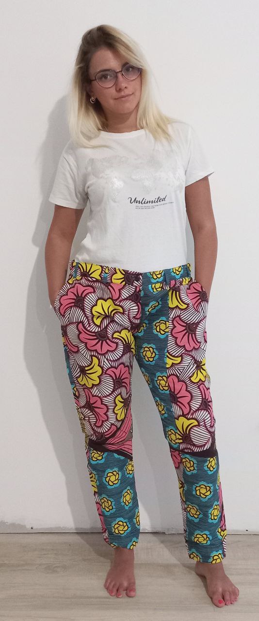PANTALONI A VITA BASSA STAMPA WAX MIX FLEUR DE MARIAGE