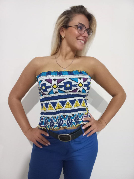 TOP FASCIA VIRGOLINO BLU MARE