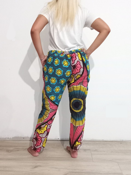 PANTALONI A VITA BASSA STAMPA WAX MIX FLEUR DE MARIAGE